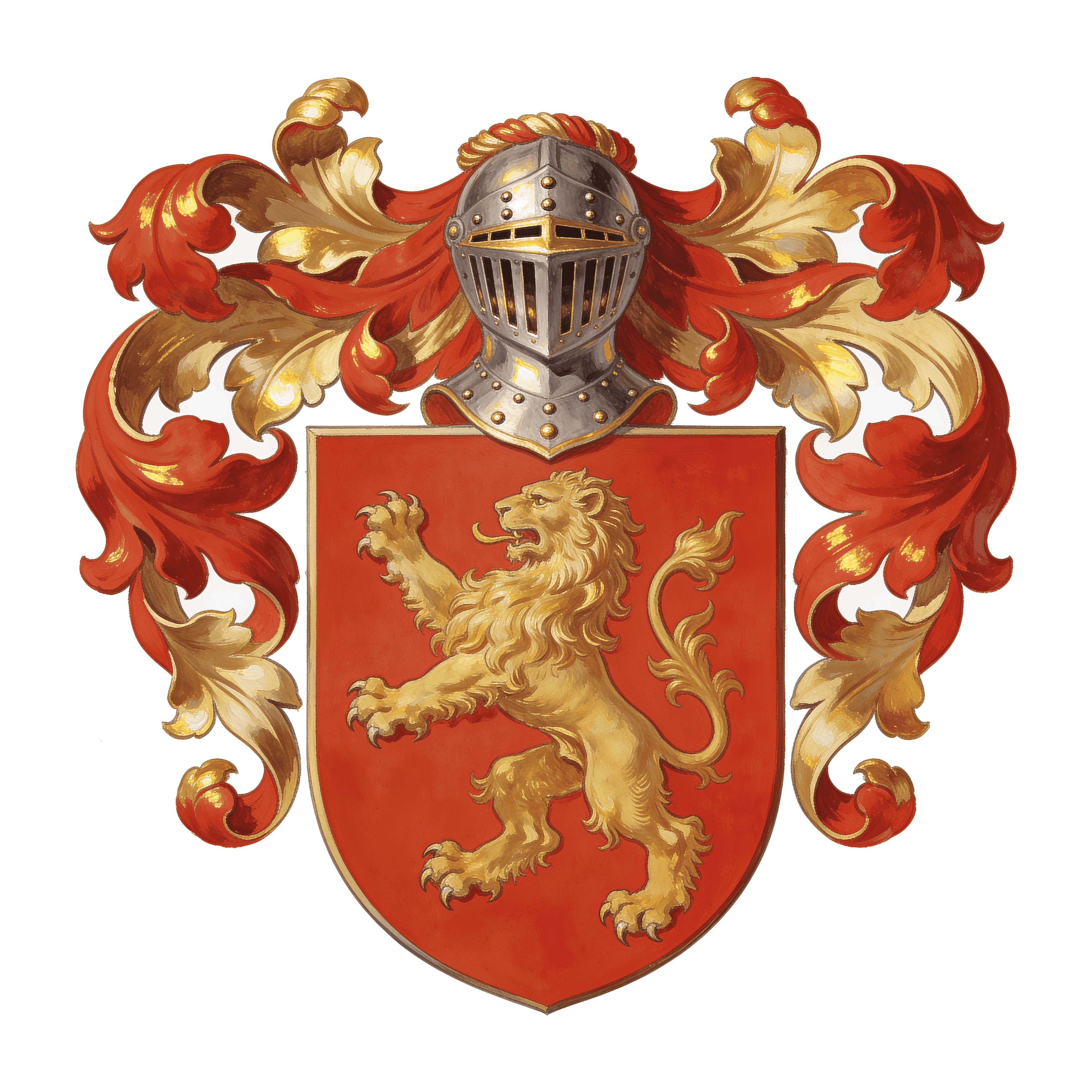 Example heraldic family crest style, in the English heraldic tradition