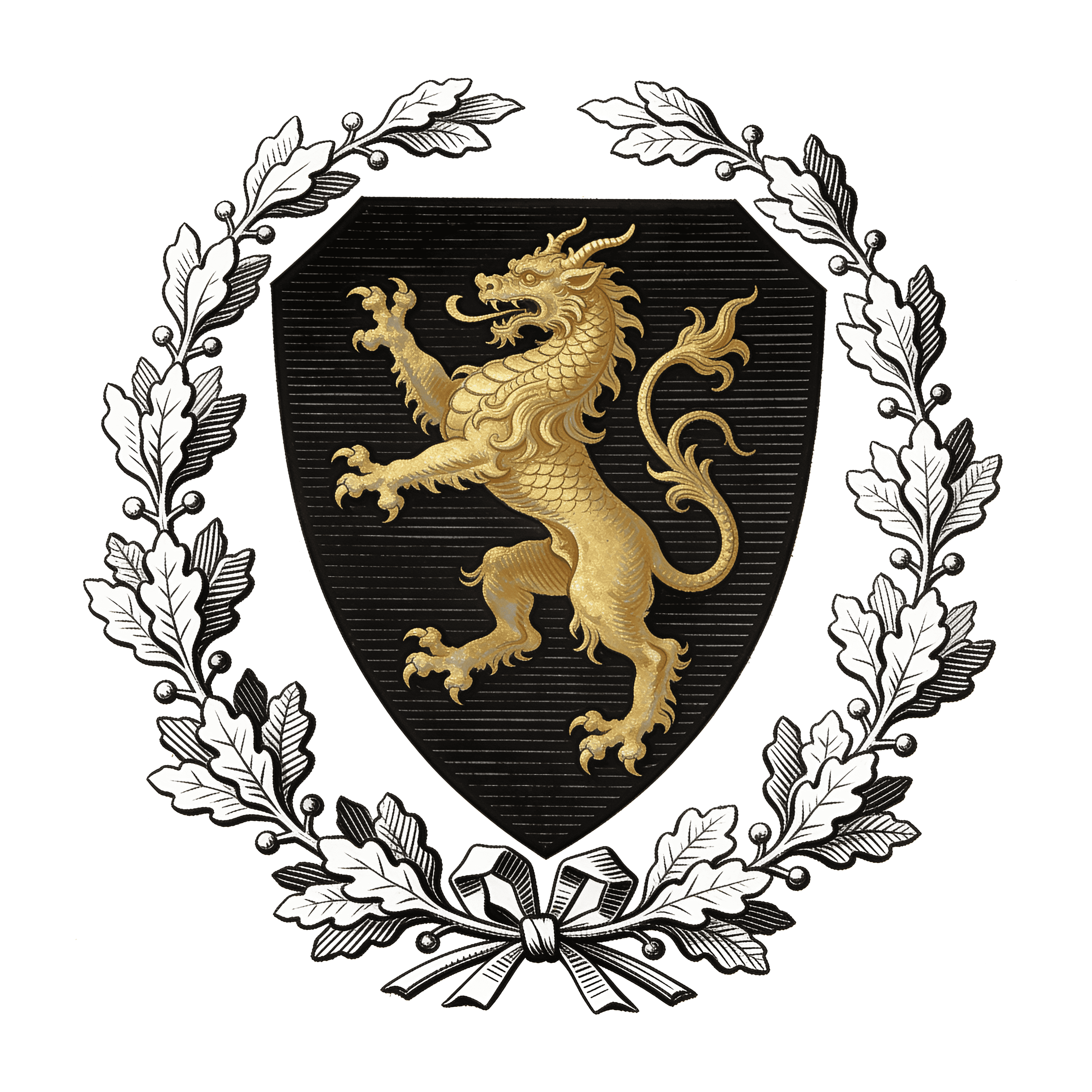 Example heraldic family crest style, in the English heraldic tradition